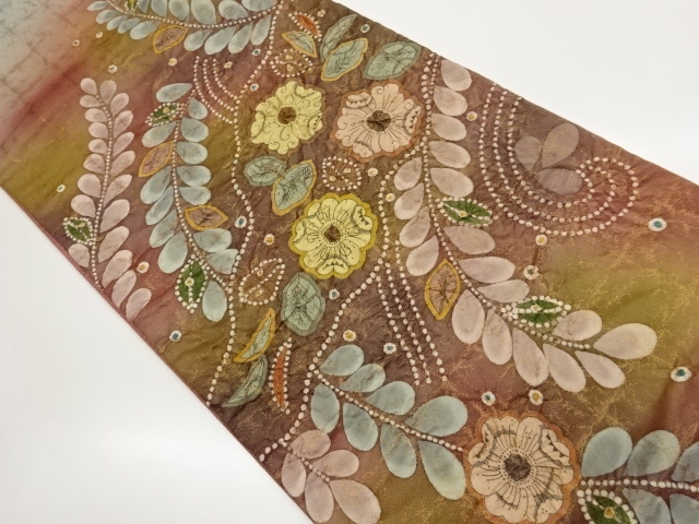 JAPANESE KIMONO / UNUSED FUKURO-ORI TSUJIGAHANA PATTERN FUKURO OBI